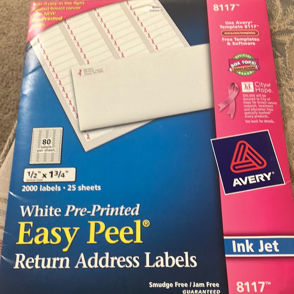 Easy peel return address ink jet labels